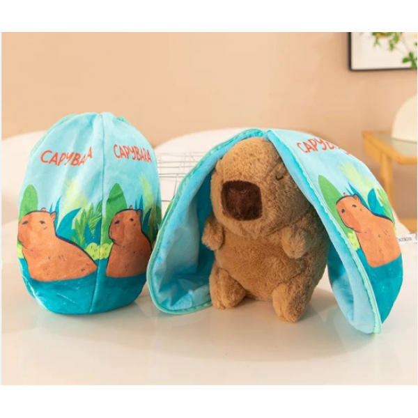 PELUCHE CAPIBARA  FORMA DE HUEVO CON CIERRE 20CM